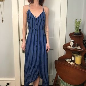 Reformation Blue Button Down Asymmetrical Dress